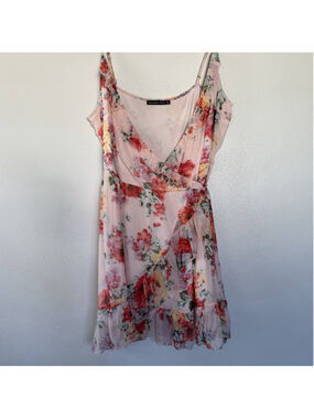 Abercrombie Fitch Wrap Dress Womens XL Floral Ruffle Mini Boho Fairy Cottage